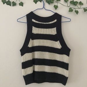 Navy and white stripe cropped sweater tank
